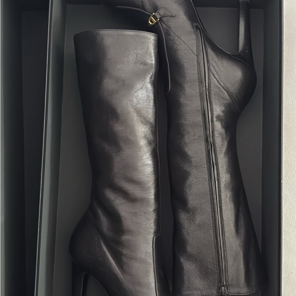 Saint Laurent Black Heeled Leather Boots